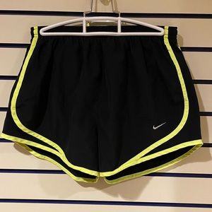 Black & neon yellow M nike running shorts